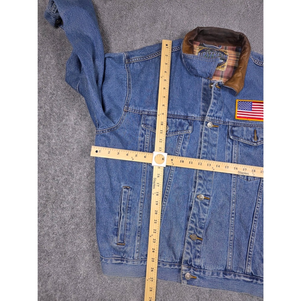 Dunbrooke Upstream Denim Jacket Mens XL Blue Plaid Lined USA Patch - Picture 4 of 14